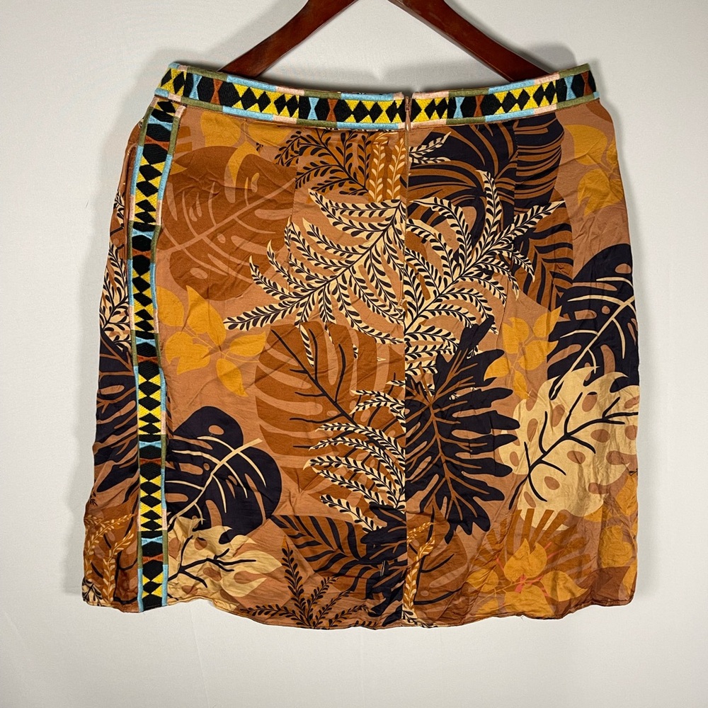 Farm Rio for Anthropologie Earthy Leaf Print Skirt size M - Picture 3 of 9